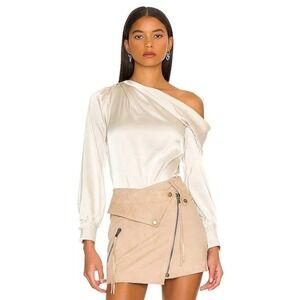 Heartloom Keely Top Satin Off the Shoulder Long Sleeve Champagne Sz M‎